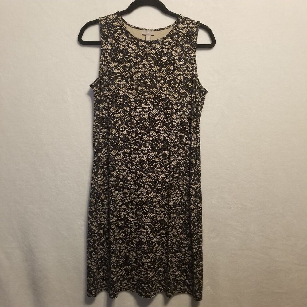 J. Jill Small Petite Wearever Black Lace Print Stretch Scoop Neck Whimsigoth
